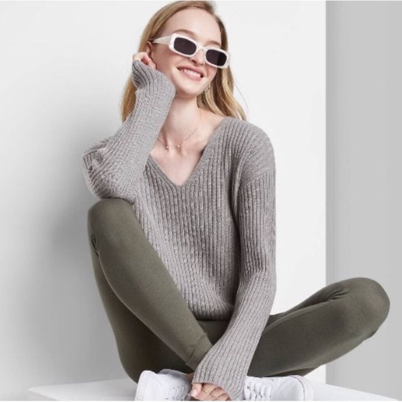 NEW Wild Fable V-Neck Cropped SUMMER SWEATER LG 12/14 Gilmore Girls Womens - Picture 3 of 7